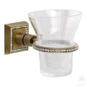 3515-75-013 Стакан для зубных щёток, латунь с кристаллами Swarovski, состаренная латунь