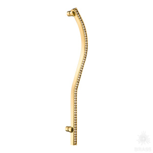 2573-030-224-RIGHT Ручка скоба с кристаллами Swarovski, глянцевое золото 24K, 224 мм