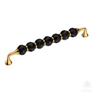 2537-320-192-BLACK Ручка скоба с кристаллами, глянцевое золото 192 мм